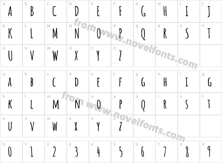 Amatic SCCharacter Map