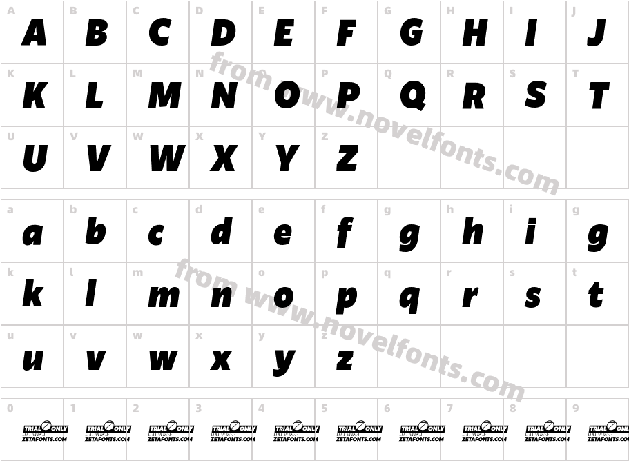 Ambra Sans Text Trial Black ItalicCharacter Map