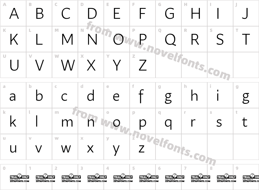 Ambra Sans Text Trial BookCharacter Map