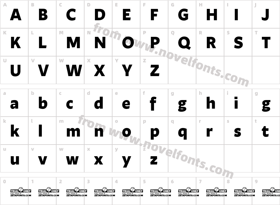 Ambra Sans Text Trial ExtraboldCharacter Map