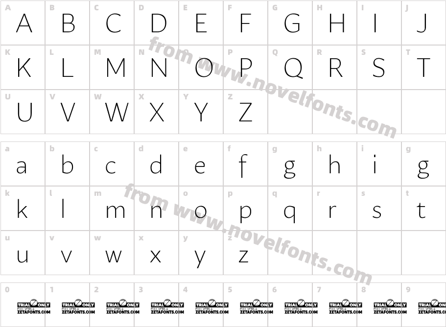 Ambra Sans Text Trial LightCharacter Map