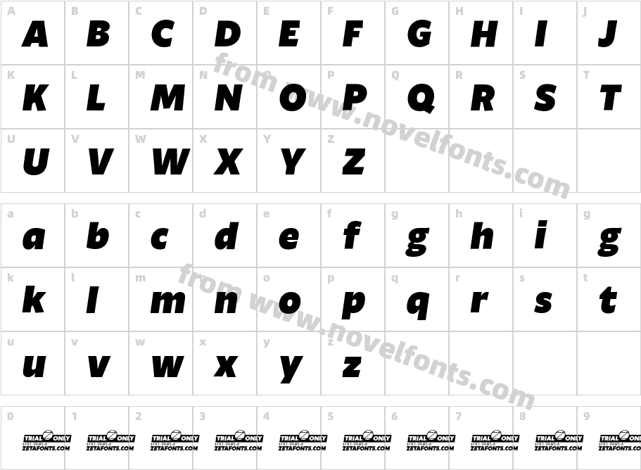 Ambra Sans Trial Black ItalicCharacter Map