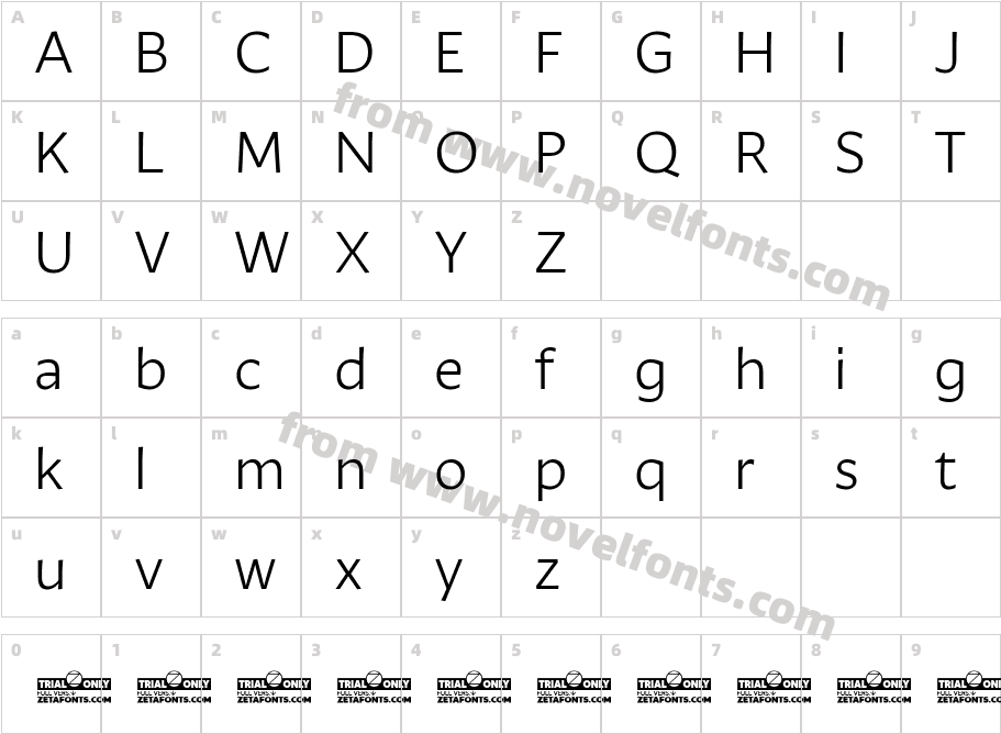 Ambra Sans Trial BookCharacter Map