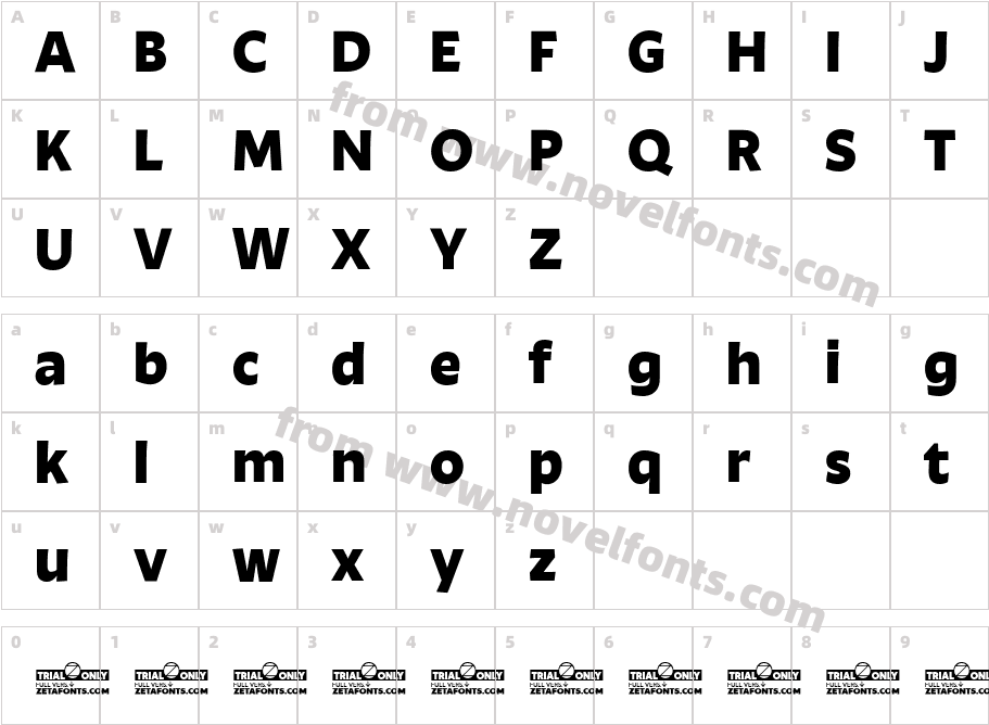 Ambra Sans Trial ExtraboldCharacter Map