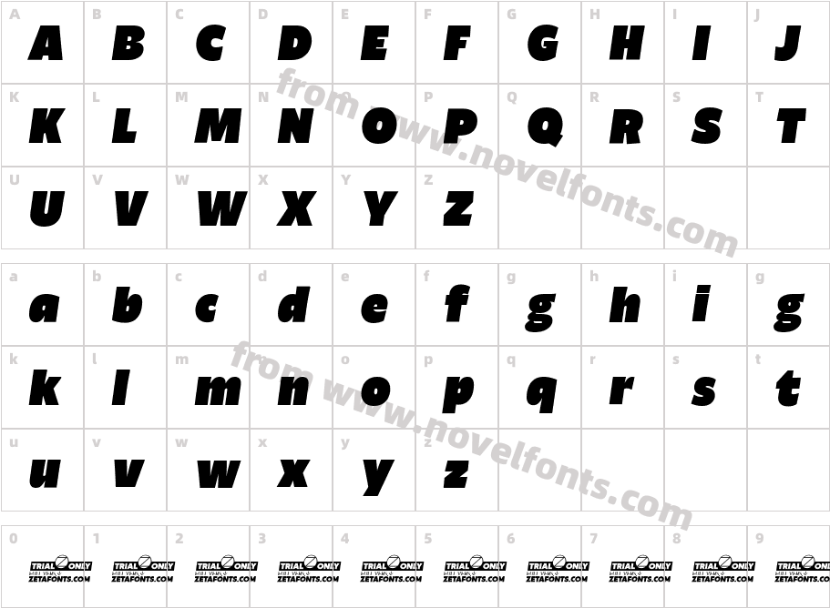 Ambra Sans Trial Heavy ItalicCharacter Map