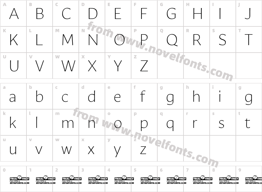 Ambra Sans Trial LightCharacter Map