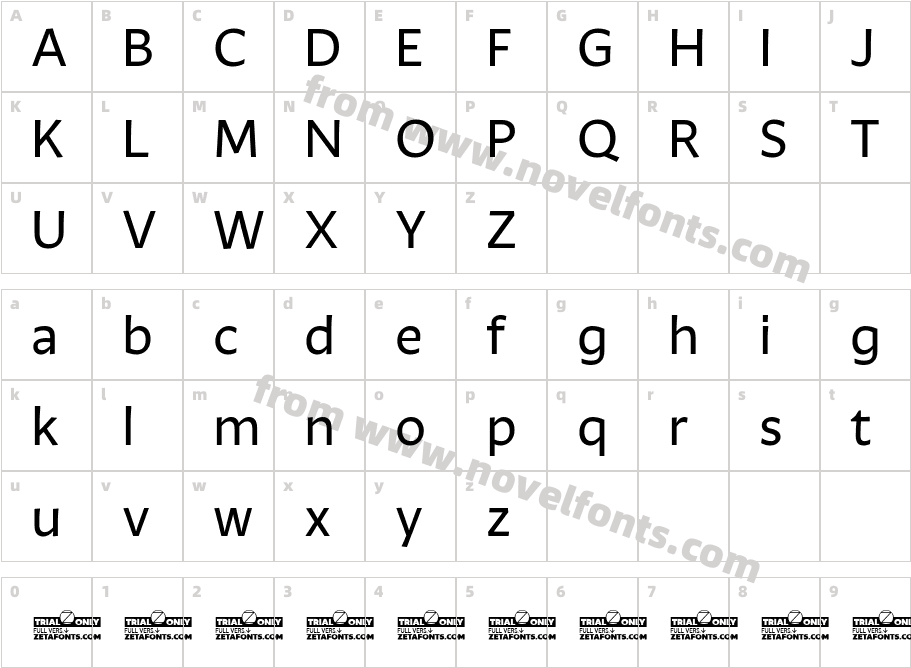 Ambra Sans Trial RegularCharacter Map