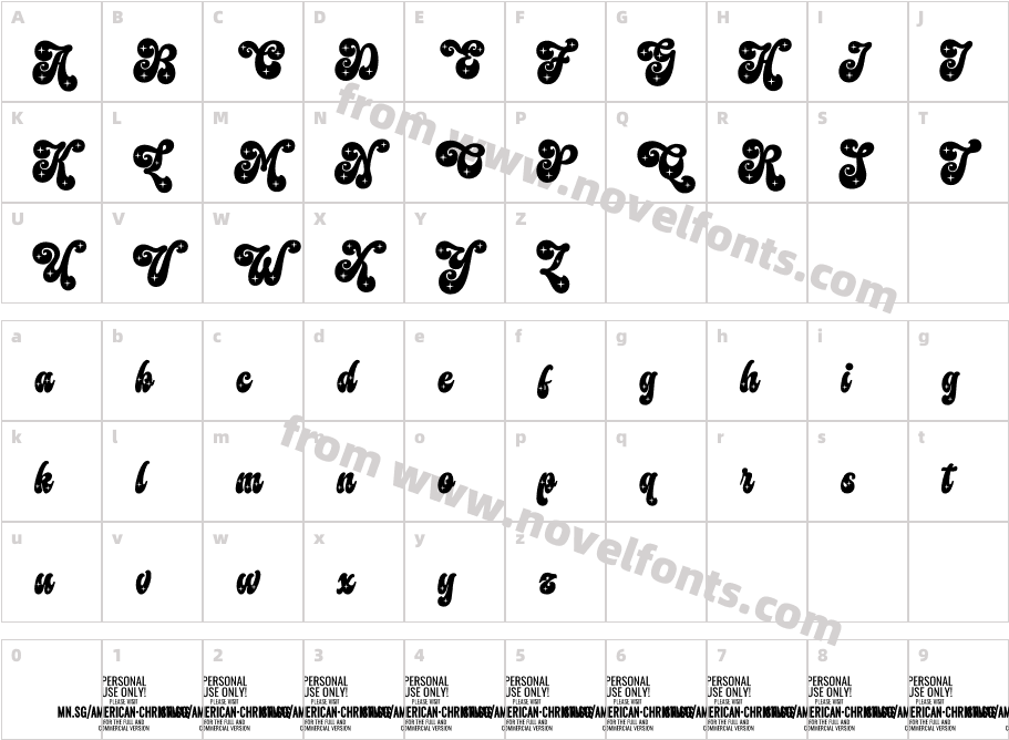 American Christmas 2 PERSONAL RegularCharacter Map