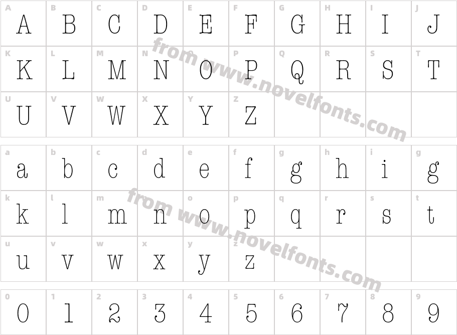 American Typewriter Std Lt CnCharacter Map