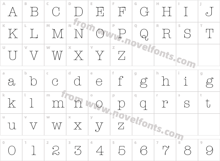 American Typewriter Std LtCharacter Map