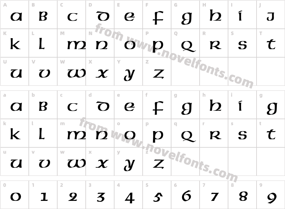 American-Uncial-NormalCharacter Map