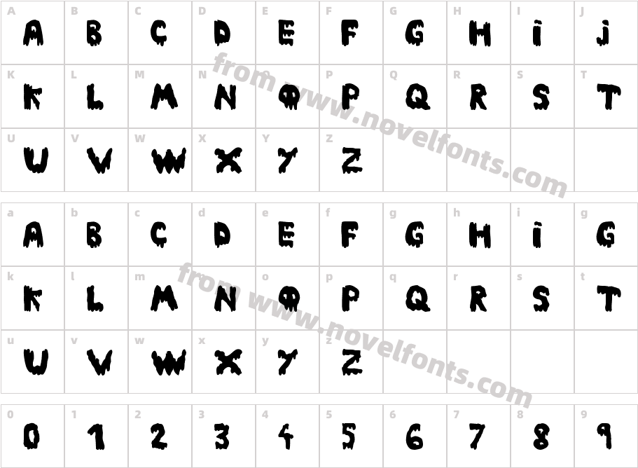 Ebola FontCharacter Map