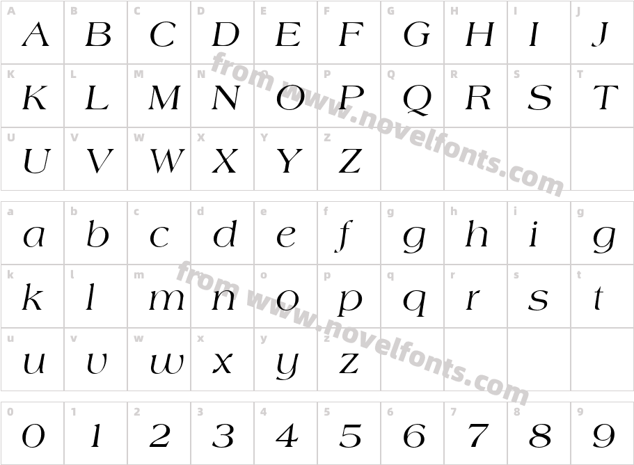 AmphionItalicCharacter Map