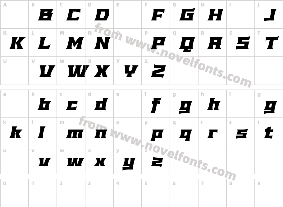 AnachakDemoExtraboldItalic-WylEvCharacter Map