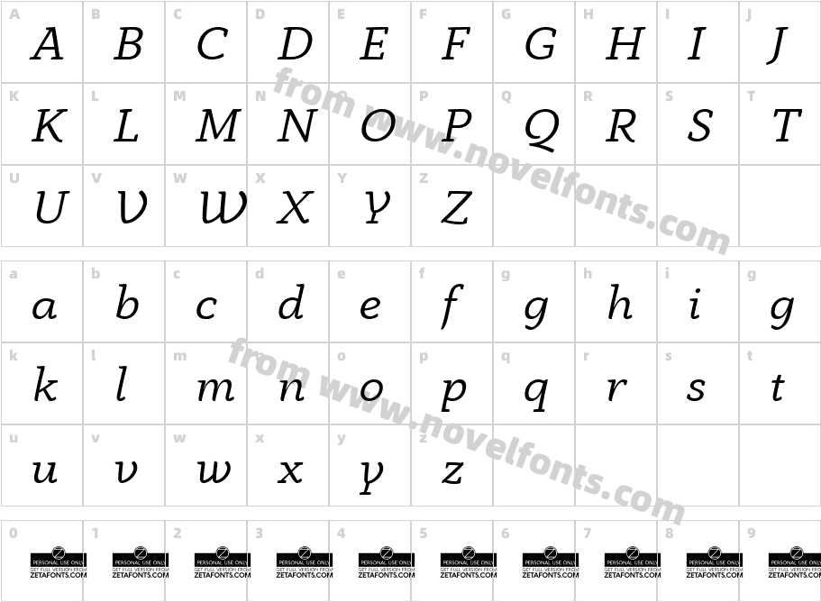 AnaphoraTrial-ItalicCharacter Map