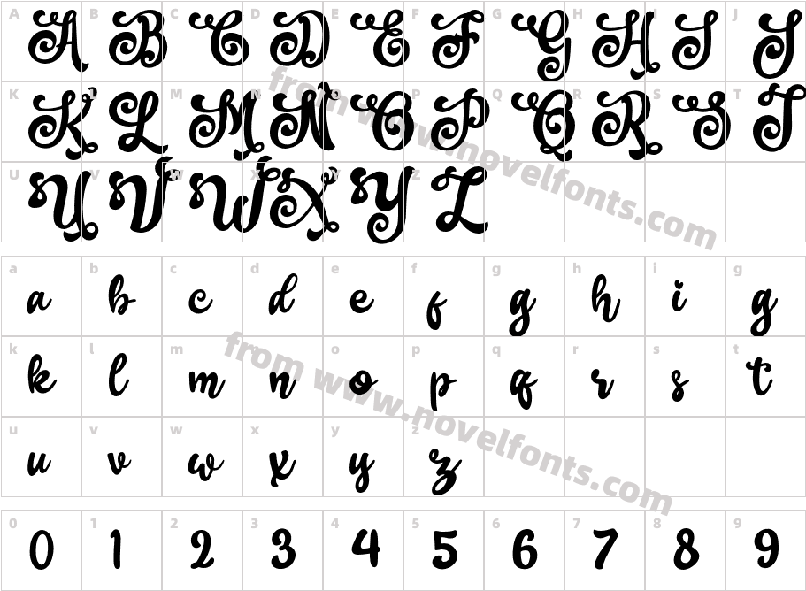 Andari RegularCharacter Map