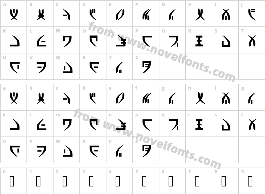 Andarion RegularCharacter Map