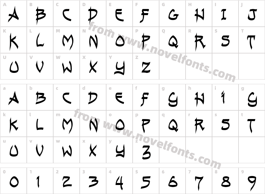 AndreasPenMFBoldCharacter Map