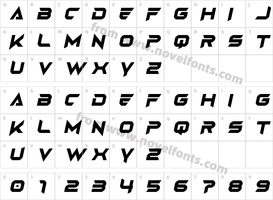 Angas Bold ItalicCharacter Map