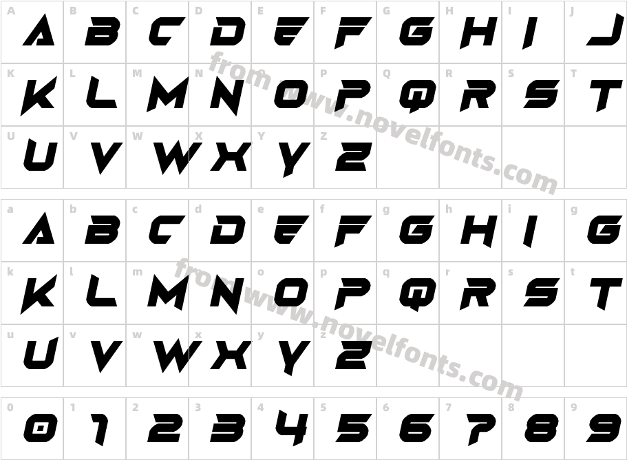 Angas Ultra ItalicCharacter Map