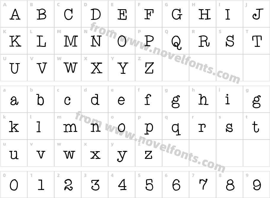 AniTypewriterCharacter Map