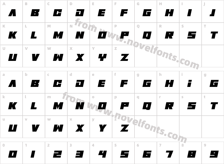 Antimatter ItalicCharacter Map