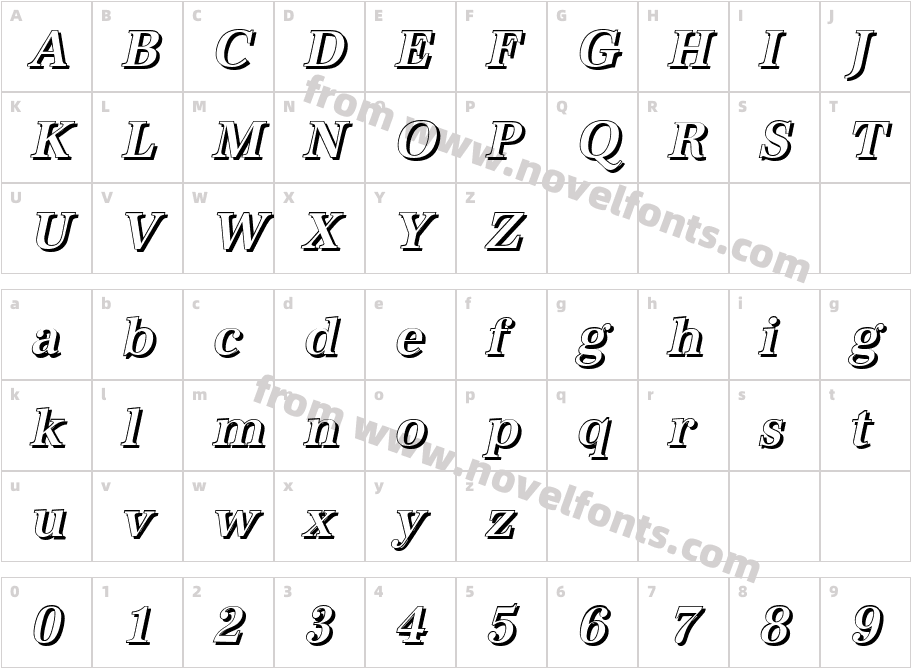 AntiquaShCdMediumItalicCharacter Map