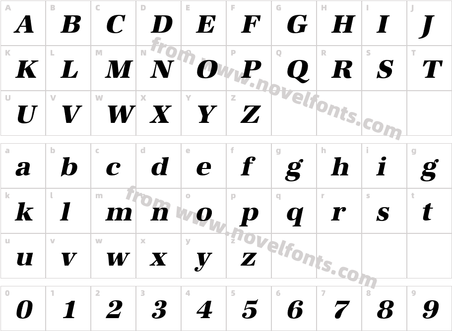 AntiquaStdXboldItalicCharacter Map