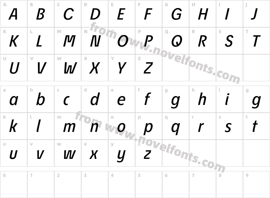 EconoSansRed-66MediumItalicCharacter Map