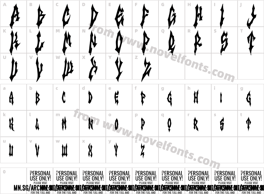 Archaz Negras PERSONAL USE RegularCharacter Map