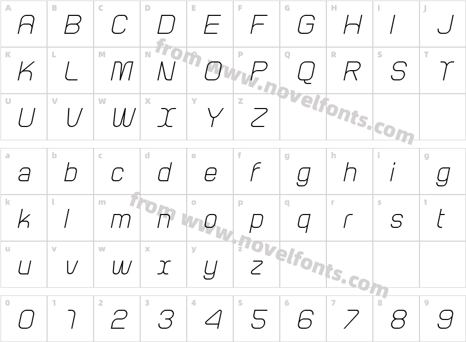 Arcle-ItalicCharacter Map