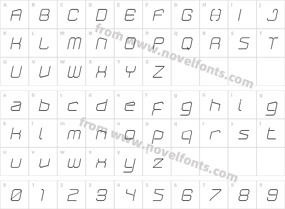 ArcticPatrol-ThinItalicCharacter Map