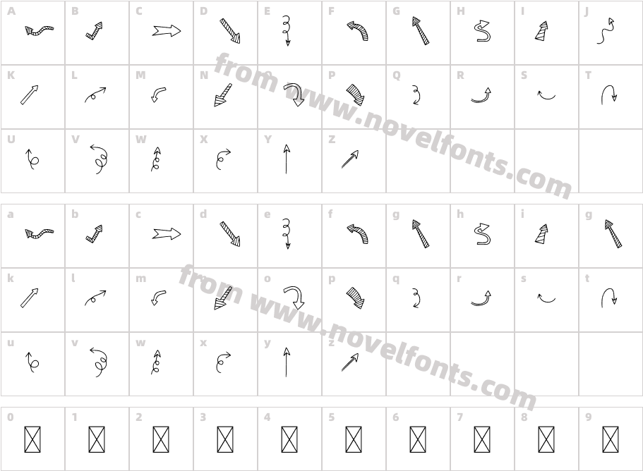 ArdotRegularCharacter Map