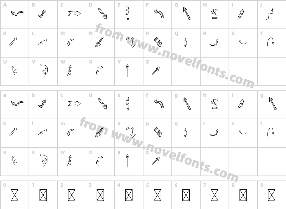 ArdotRegularCharacter Map