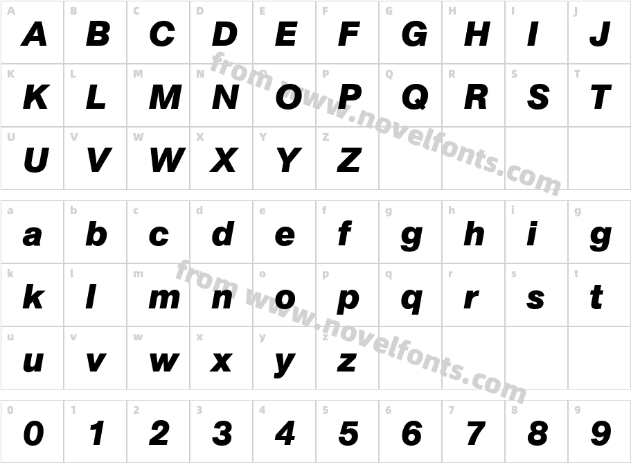 ArezzoBoldItalicCharacter Map