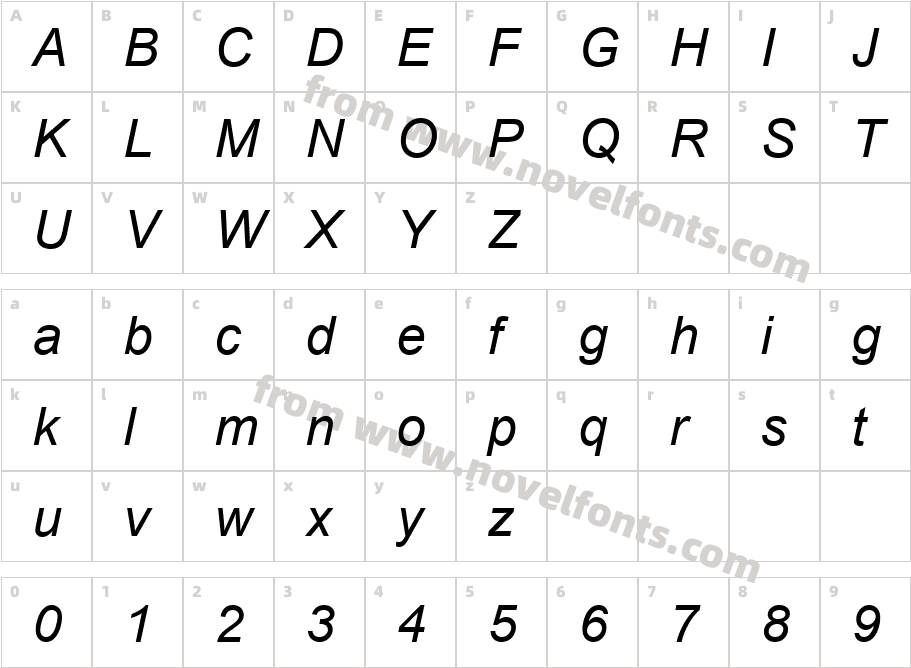 Arial ItalicCharacter Map