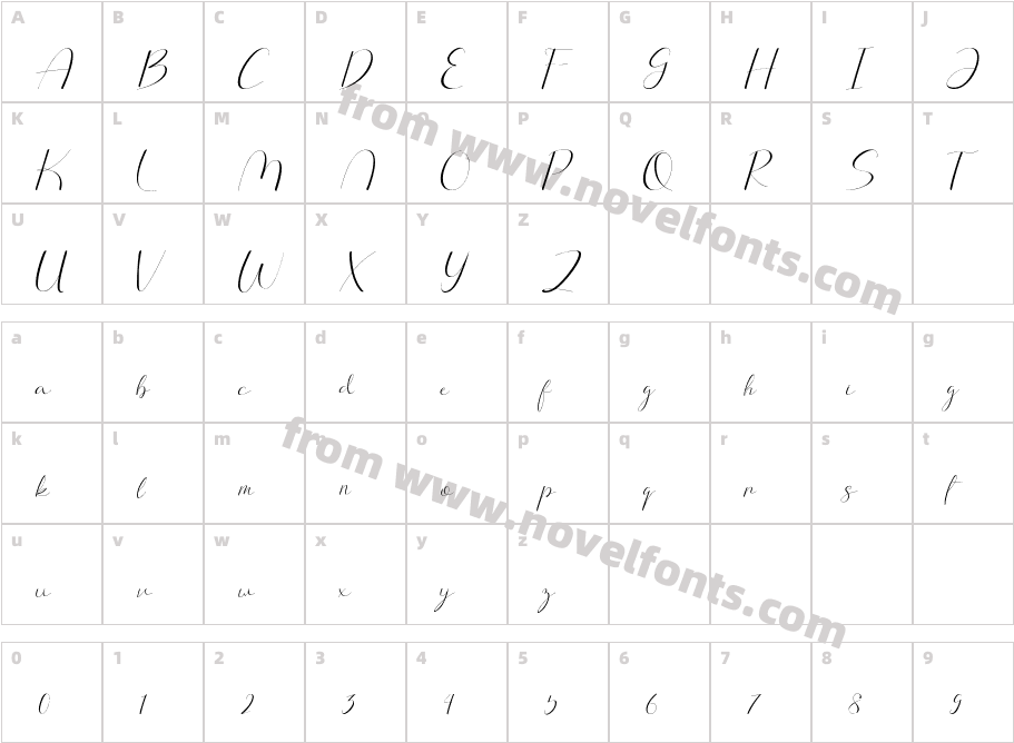 Arlington ScriptCharacter Map