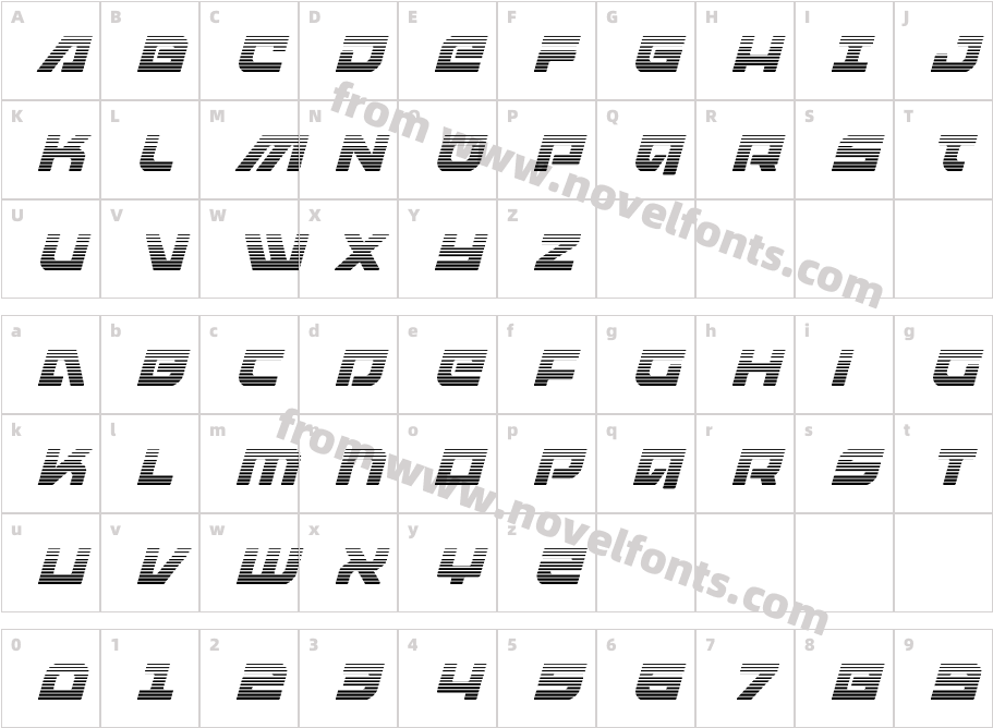 ArmedLightningGradientItalicCharacter Map