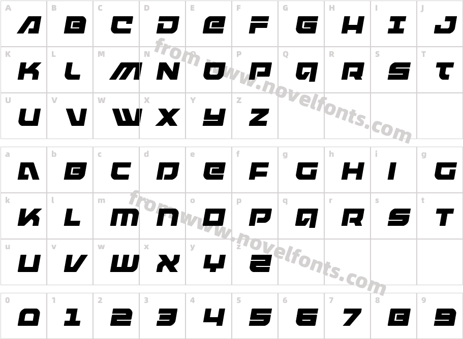 ArmedLightningSquaredSemi-ItalicCharacter Map