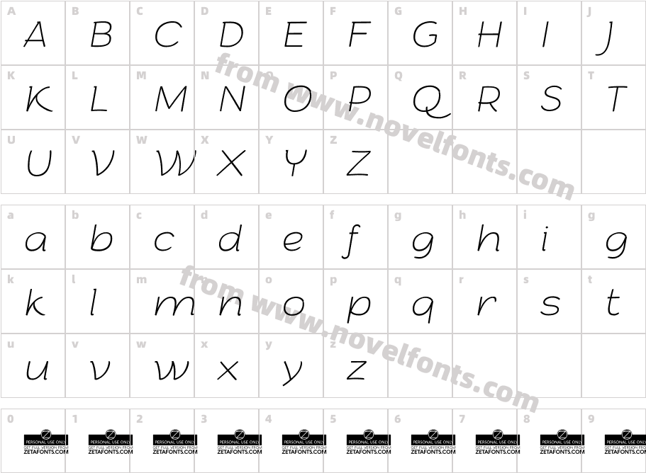 ArturoTrial-ThinItalicCharacter Map