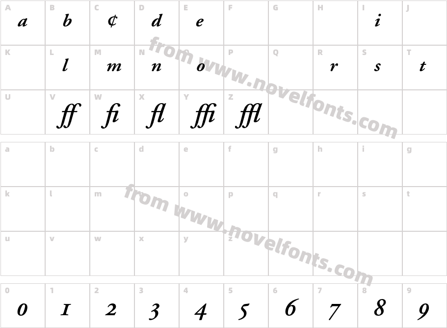 Adobe GaramondCharacter Map