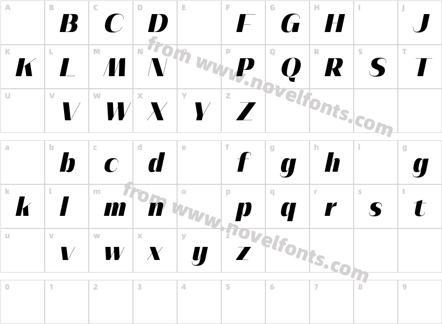 AthisthanDemoBlackItalic-9Ynl0Character Map