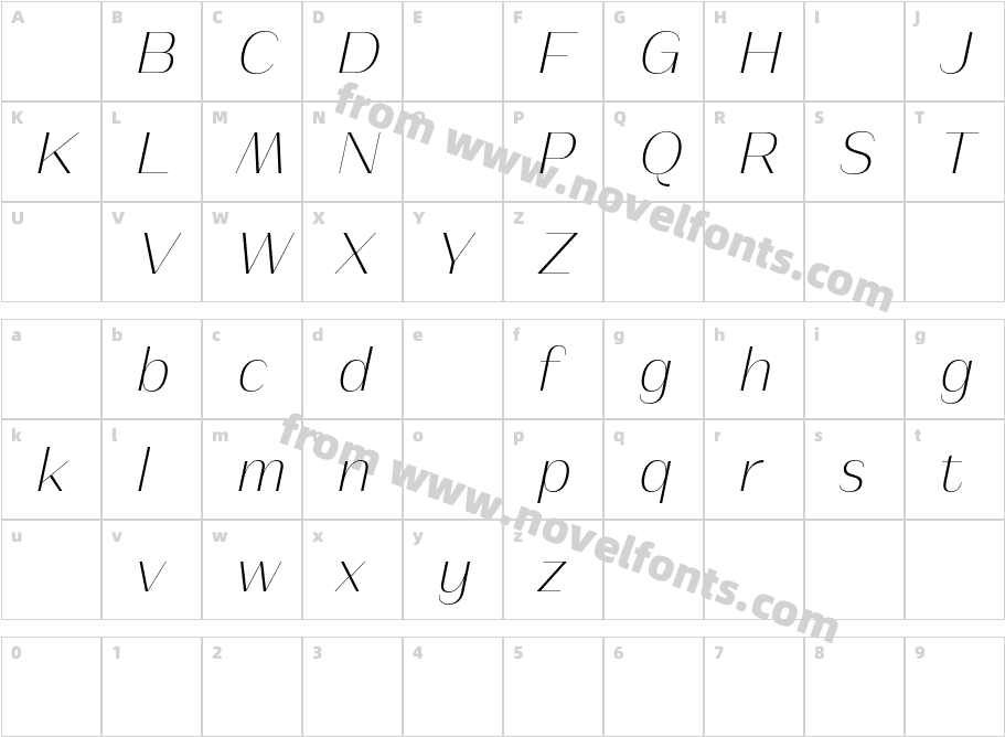 AthisthanDemoExtralightItalic-ZVRAKCharacter Map