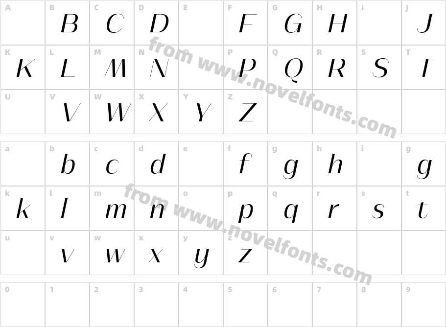 AthisthanDemoItalic-DOwv0Character Map