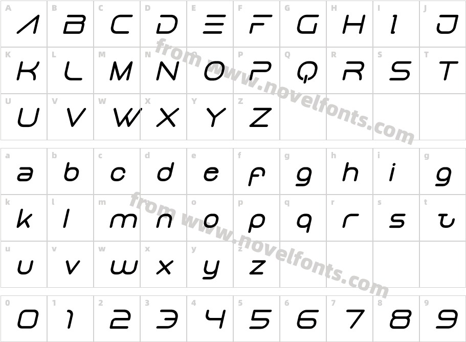 Atomed ItalicCharacter Map