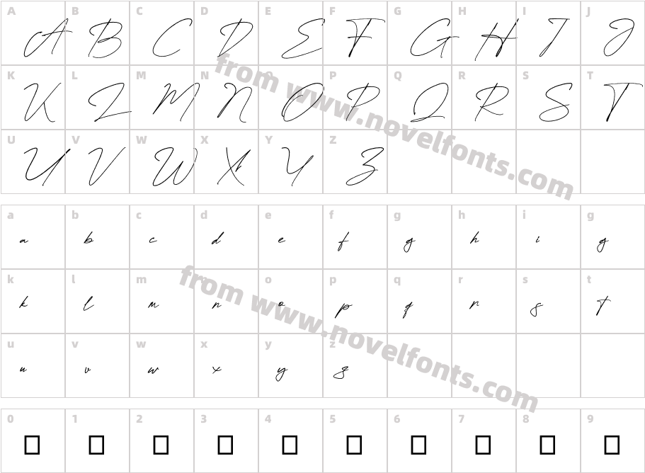 Attallia Signature Regular Personal Use OnlyCharacter Map