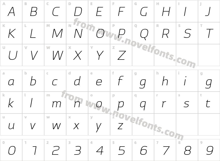 AutobahnPro-LightItalicCharacter Map