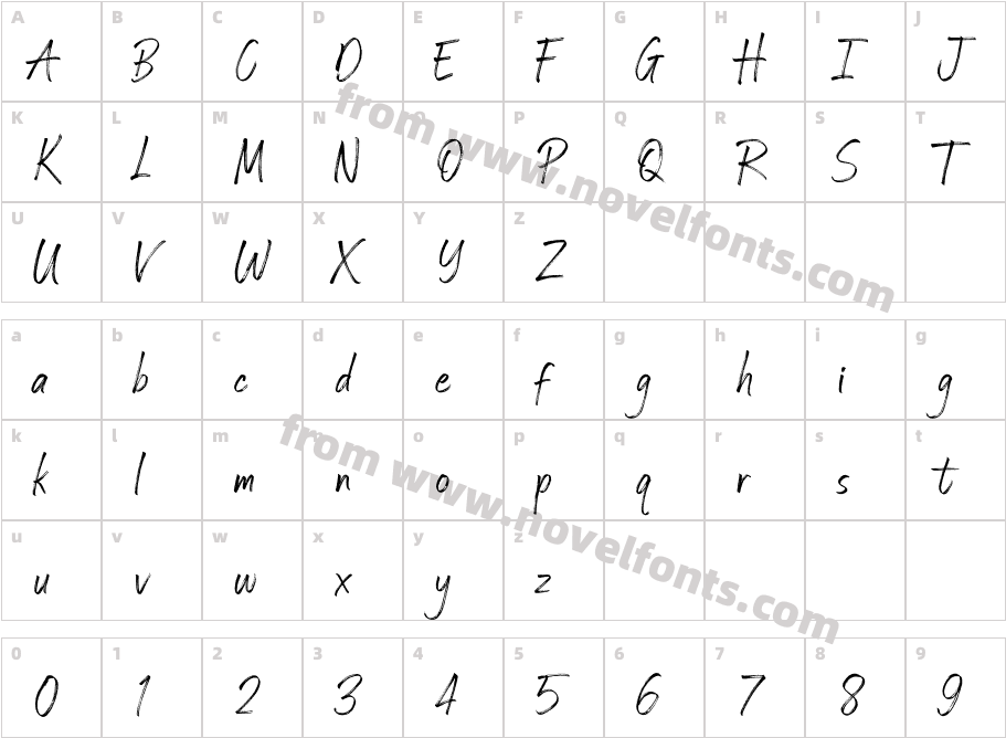 AuzheraBrushDemopersonalUse-axKr9Character Map