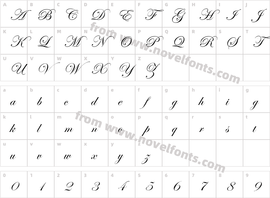 Edwardian Script ITCCharacter Map