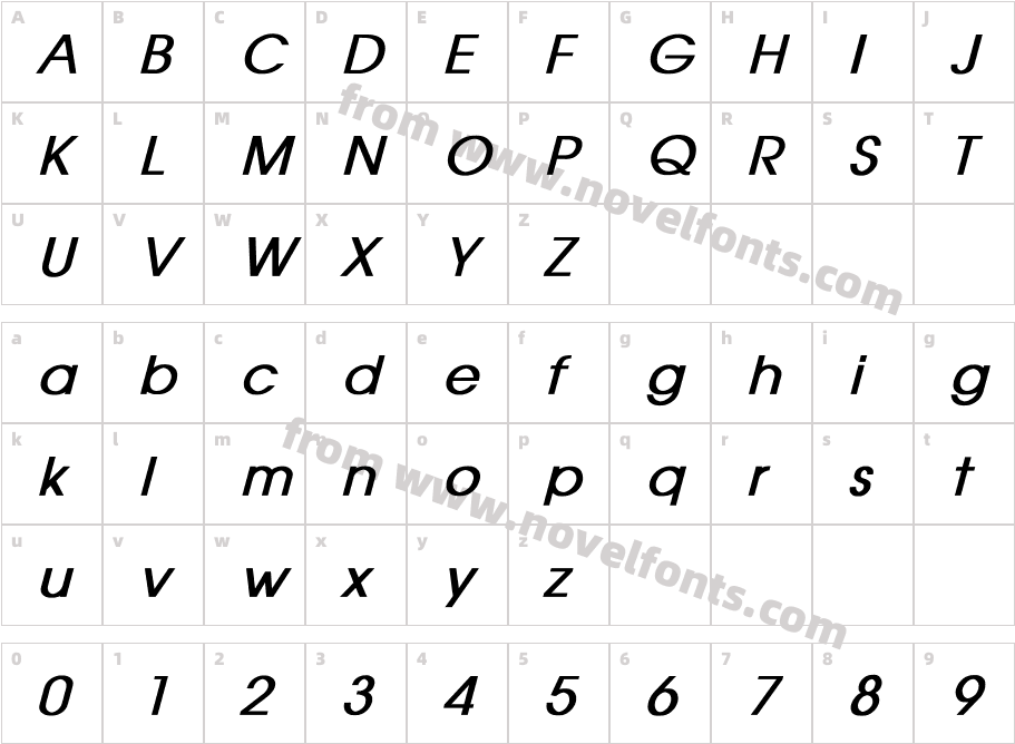 AvantGarde-BoldItalicCharacter Map